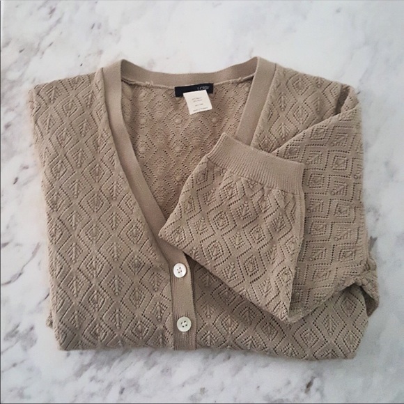 J.Crew | Beige Diamond-pattern Cardigan - Picture 2 of 6